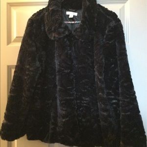 NEW JohnPaulRichard black faux fur jacket. Fully lined. size XL